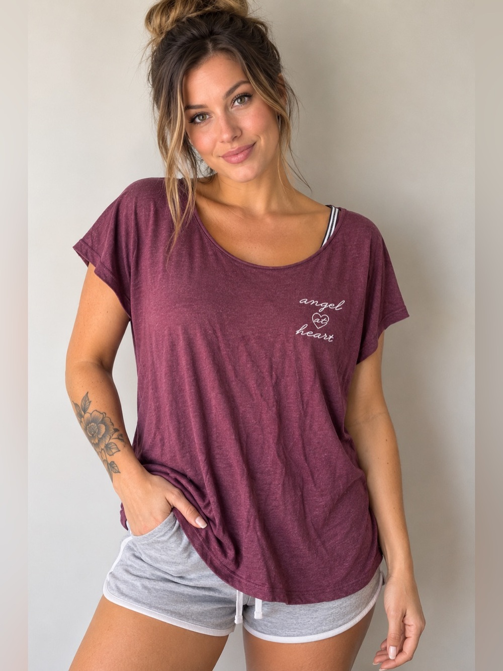 Victoria’s Secret Angel at Heart Burgundy Sleep Lounge Top Size Large